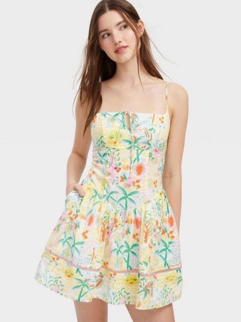 Roller Rabbit Floral Tropical Sundress in Yellow and Green
